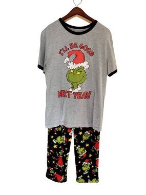 DR. SEUSS- PIJAMA SET SHORT SLEEVE CREW NECK TOP WITH FLEECE BOTTOMS SIZE SMALL